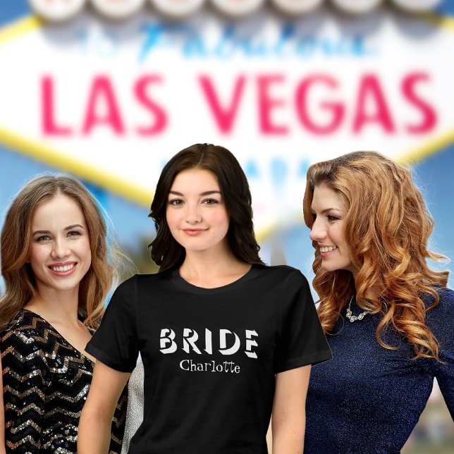 Bride Name Bachelorette Black Ladies Tri-Blend Shirt (Vegas Bachelorette Party)