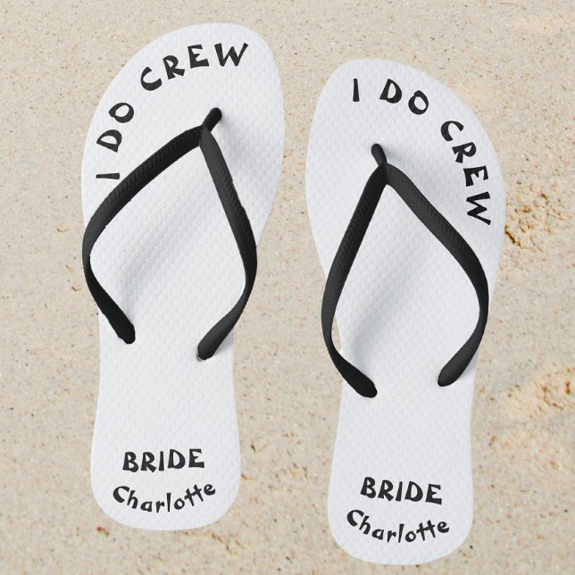 Bride Name Black And White Jandals (Sand)