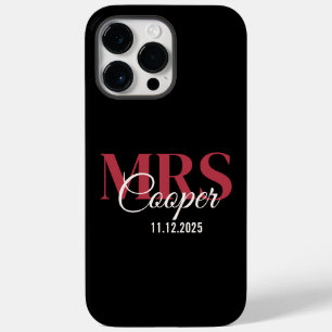 Bride Name With Wedding Date Crimson Red Colour Te Case-Mate iPhone 14 Pro Max Case
