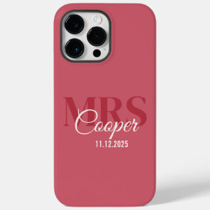 Bride Name With Wedding Date Crimson Red Colour Te Case-Mate iPhone 14 Pro Max Case