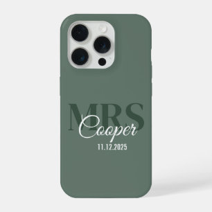 Bride Name With Wedding Date Ivory Colour Text  iPhone 15 Pro Case