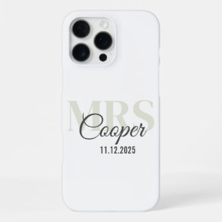 Bride Name With Wedding Date White Colour Text iPhone 16 Pro Max Case