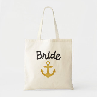 Bride Nautical Anchor Gold Foil Tote