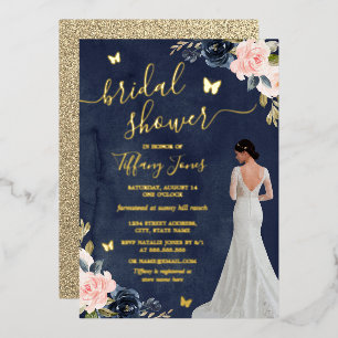 Bride Navy Gold Floral Bridal Shower