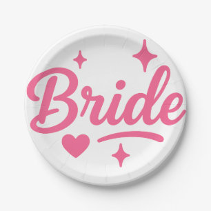 Bride Neon Pink Paper Plate