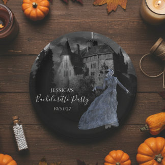 Bride of Frankenstein Bachelorette Halloween  Paper Plate