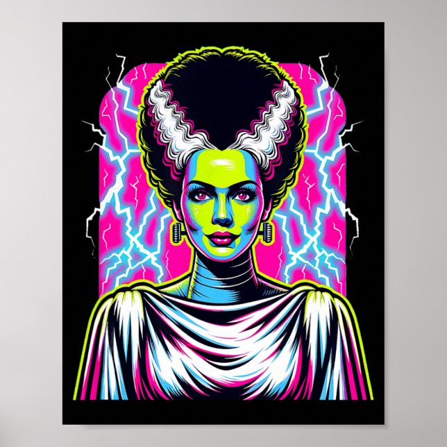 Bride Of Frankenstein Bride Vibrant Clic Halloween Poster (Front)