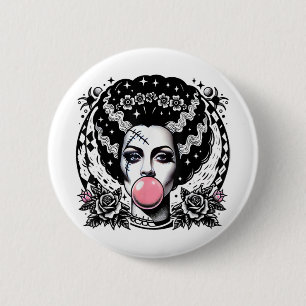 Bride Of Frankenstein Bubblegum Monster Halloween 6 Cm Round Badge