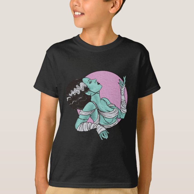 Bride Of Frankenstein Halloween Retro Pink  T-Shirt (Front)