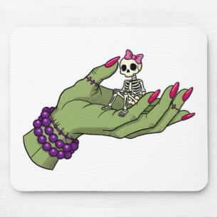 Bride of Frankenstein Hand with Skeleton Bow Got Mouse Pad