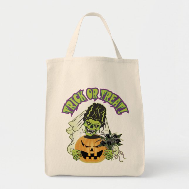 Bride of Frankenstein Skull Tote Bag (Front)