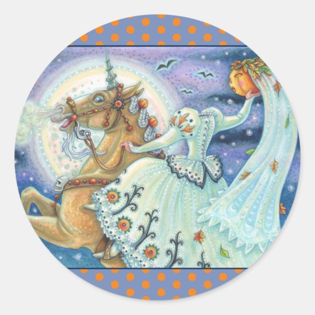 BRIDE OF SLEEPY HOLLOW, UNICORN STICKERS SHEET Rnd (Front)