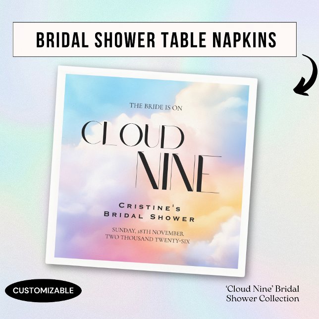 Bride on cloud 9 Colourful Pastel Bridal Shower  Napkin (Creator Uploaded)