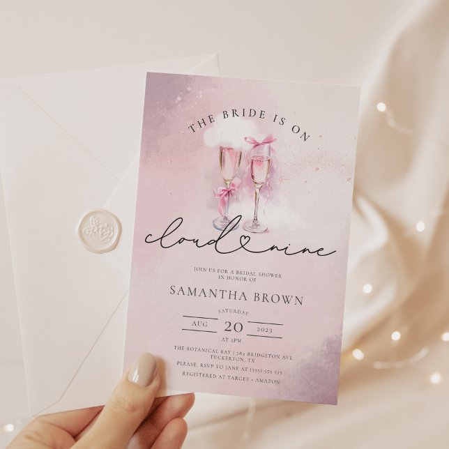 Bride on Cloud 9 Rose Gold Elegant Bridal Shower Invitation (Creator Uploaded)