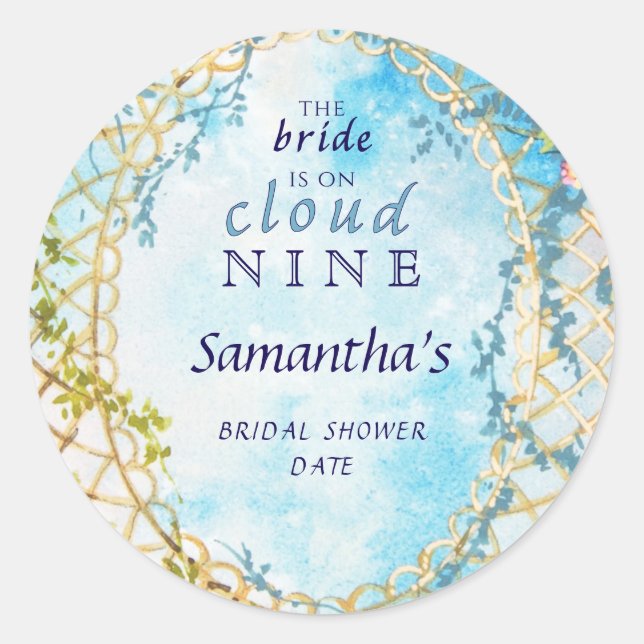 Bride On Cloud Nine Rococo Revival Bridal Shower Classic Round Sticker (Front)