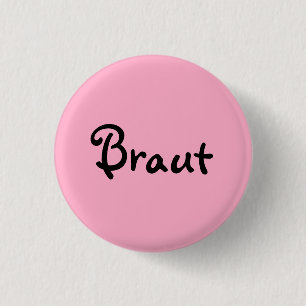 Bride on pink 3 cm round badge
