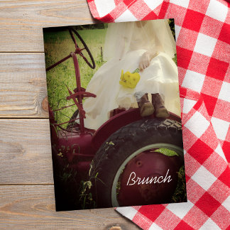 Bride on Tractor Country Farm Post Wedding Brunch Invitation