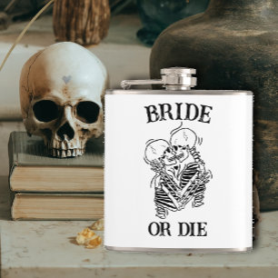 Bride or Die Bachelorette Party For Gothic Wedding Hip Flask