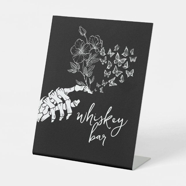 Bride or Die Bachelorette Party Gothic Floral Pedestal Sign (Front)