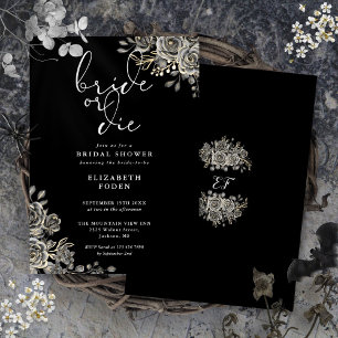 Bride Or Die Black And White Gothic Bridal Shower Invitation