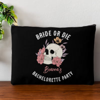 Bride or die black retro skull bachelorette party