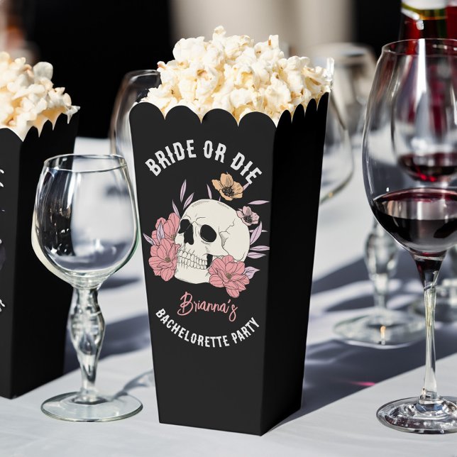 Bride or die black retro skull bachelorette party favour box (Creator Uploaded)
