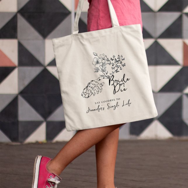 Bride or Die Floral Heart Bachelorette Party Tote Bag (Creator Uploaded)