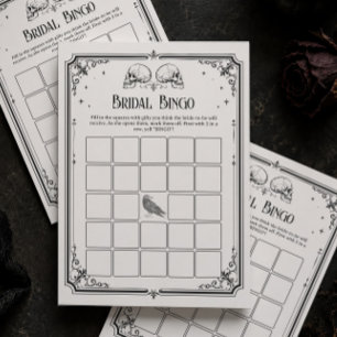 Bride or Die Goth Bridal Shower Bingo Game Card