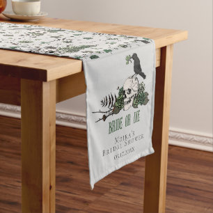 Bride or Die Grey Skull & Roses Gothic Wedding Long Table Runner