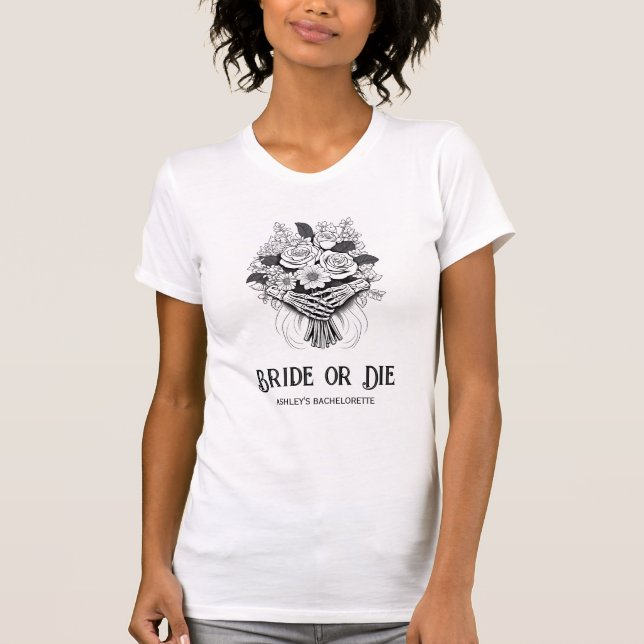 Bride or Die Halloween Bachelorette Party T-Shirt (Front)