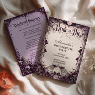 Bride or Die Plum Bachelorette Invitation