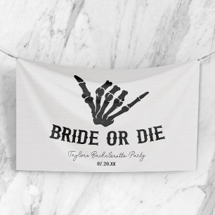 Bride or Die Rockstar Skeleton Bachelorette Party Banner