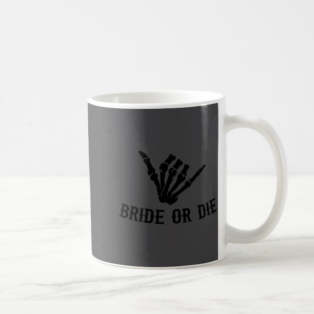 Bride Or Die Rockstar Skeleton Bachelorette Party  Coffee Mug (Right)