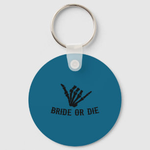 Bride Or Die Rockstar Skeleton Bachelorette Party Key Ring