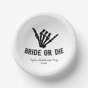 Bride or Die Rockstar Skeleton Bachelorette Party Paper Plate