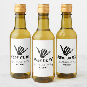 Bride or Die Rockstar Skeleton Bachelorette Party Wine Label