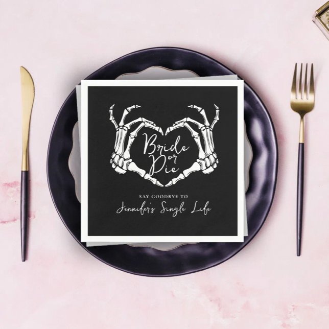 Bride or Die Skeleton Heart Bachelorette Party Napkin (Creator Uploaded)