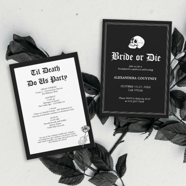 Bride or Die Til Death Do Us Party Bachelorette Invitation (Creator Uploaded)
