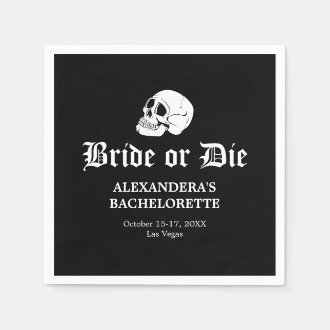 Bride or Die Til Death Do Us Party Bachelorette Napkin (Front)