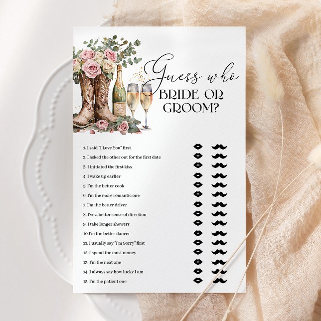 Bride Or Groom Boots and Bubbly Bridal Shower Game (Creator Uploaded)