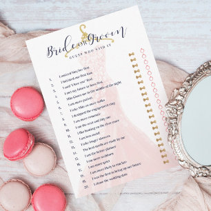 Bride or Groom Chic Pink Wedding Dress Shower Game Invitation