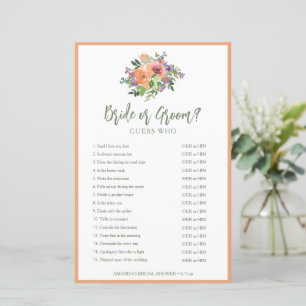 Bride or Groom Guess Who Coral Watercolor Custom