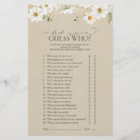 Bride Or Groom Guess Who Daisy Bridal Shower Game