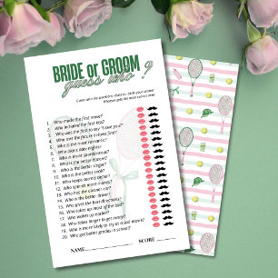 Bride or Groom Guess Who Game Card Tennis Theme