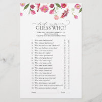 Bride Or Groom Guess Who Pink Bridal Shower Game
