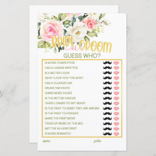 Bride or Groom - Guess Who - Pink Floral & Gold