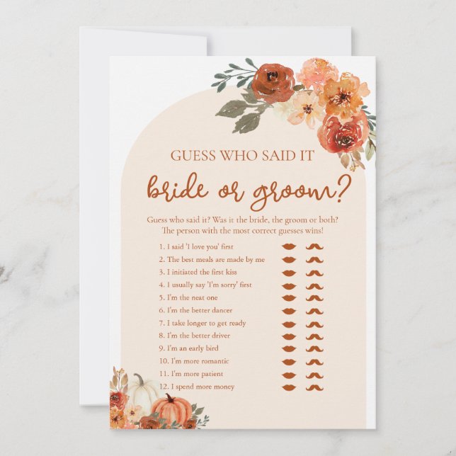 Bride or Groom Guess Who Said it Bridal Shower Invitation (Front)