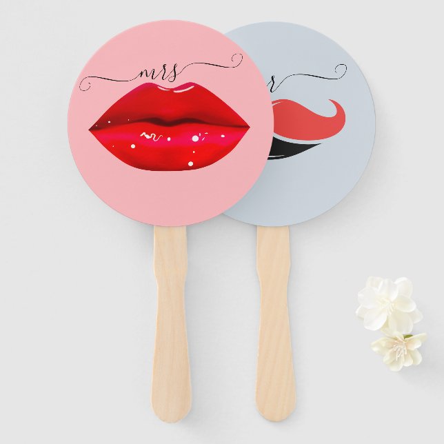 Bride or Groom Mr Mrs Wedding Game Hand Fan (Front and Back)