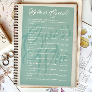 Bride Or Groom Sage Green Wedding Bridal Game