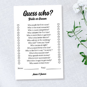 Bride Or Groom Wedding Guessing Game Flyer